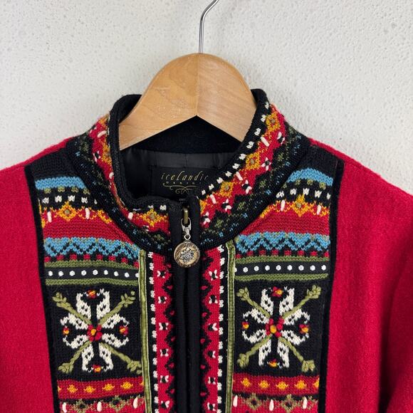 Icelandic Design Wool Embroidered Zip Up Jacket - Picture 2 of 7